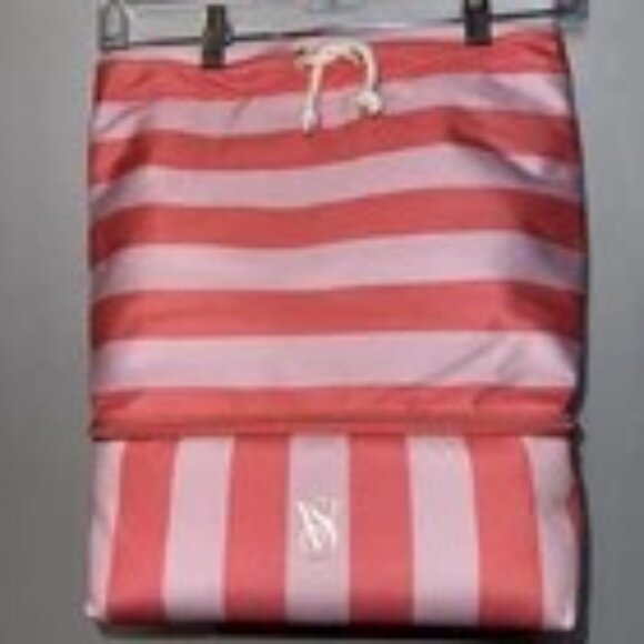 Victoria\'s Secret COOLER BACKPACK Pink and Red Striped Bag NEW WITH TAGS